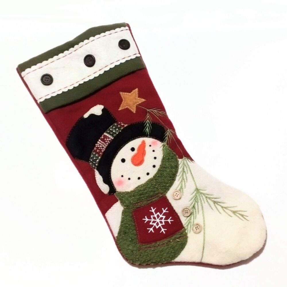 Prima Creations Snowman Appliqued Christmas Stocking